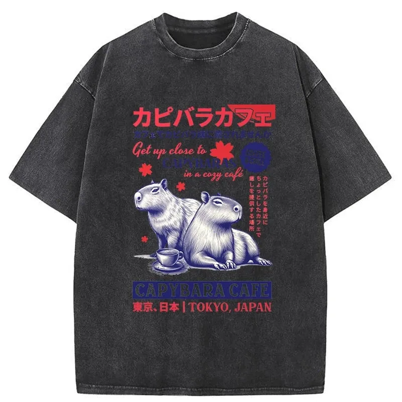 Modecanvas Tokyo Japan Capybara Cafe Washed T-Shirt