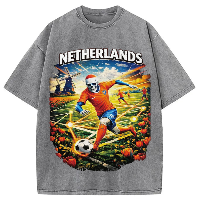 Modecanvas Holland Football DTG Printing Washed T-Shirt