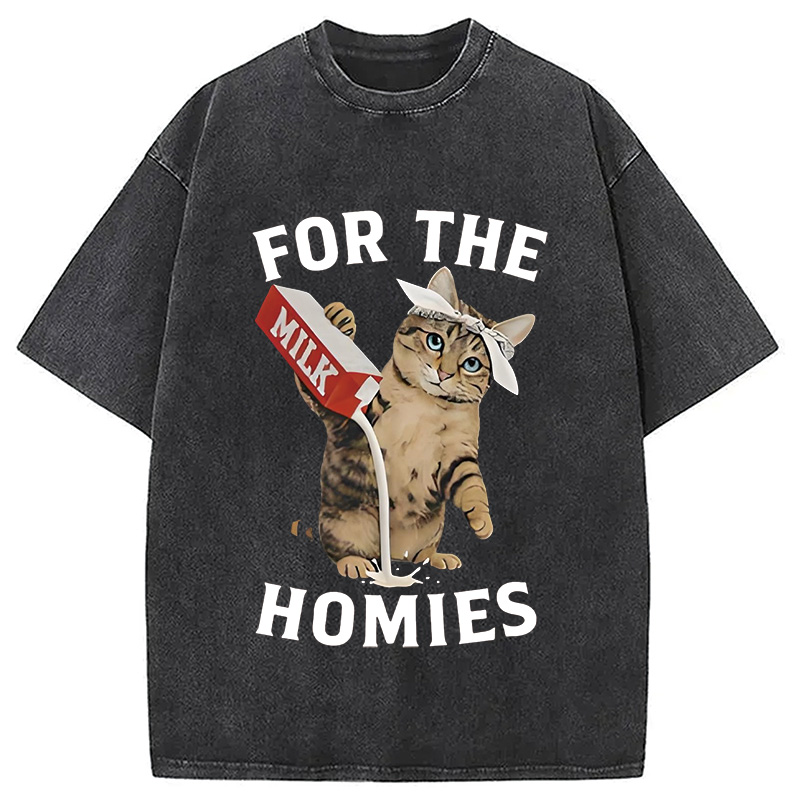 Modecanvas For The Homies Cat Washed T-Shirt