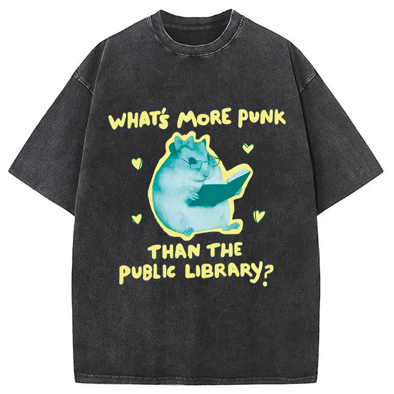 Modecanvas Public Library Rat Punk DTG Printing Washed T-Shirt