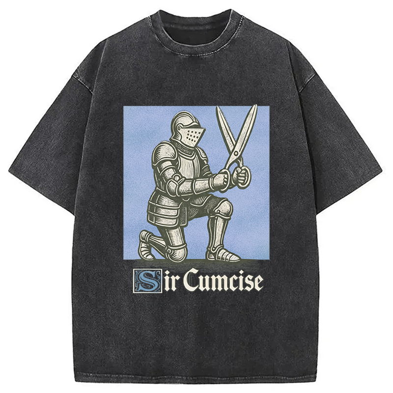 Modecanvas Funny Knight Meme DTG Printing Washed T-Shirt