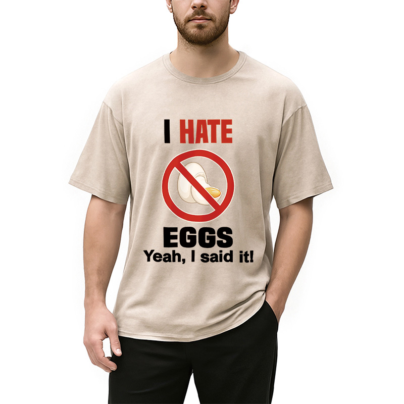 Modecanvas I Hate Eggs Washed T-Shirt