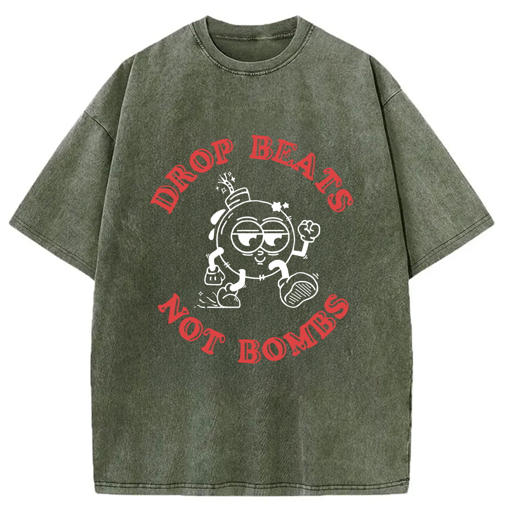 Modecanvas Drop Beats Not Bombs Washed T-Shirt