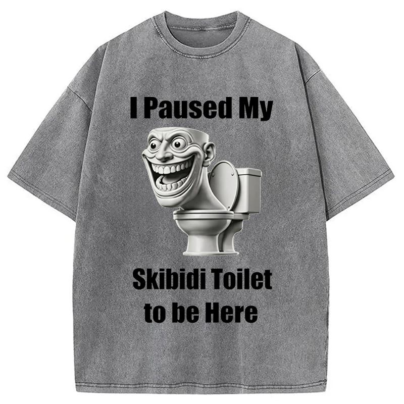 Modecanvas I Paused My Skibidi Toilet To Be Here DTG Printing Washed T-Shirt