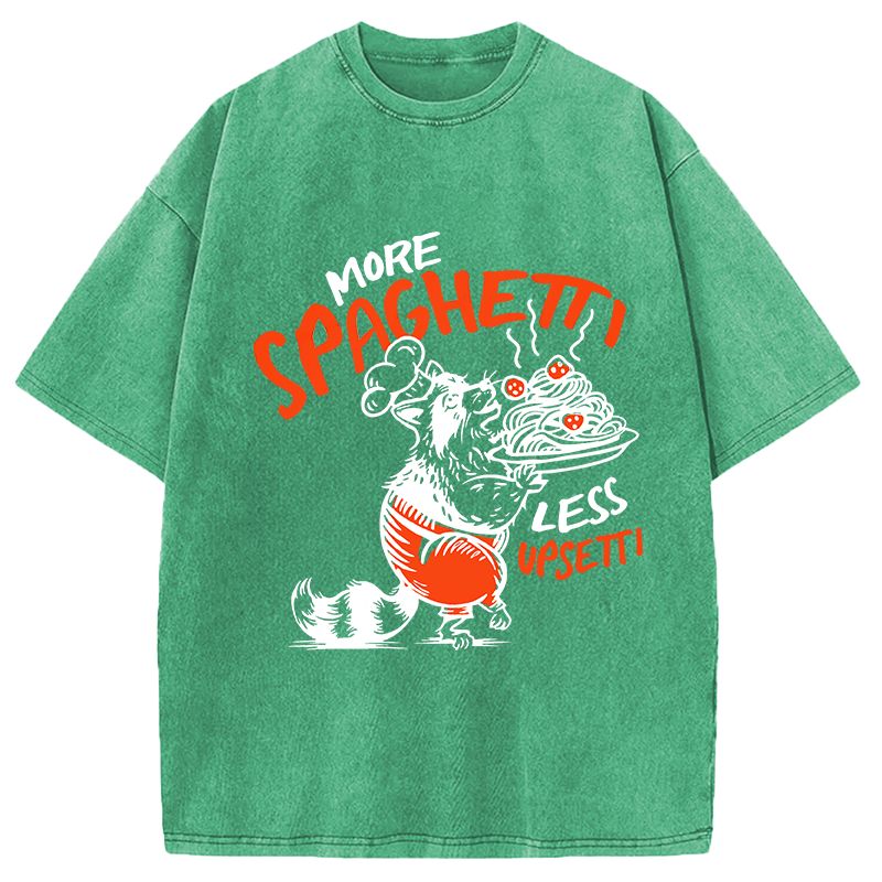 Modecanvas More Spaghetti Less Upsetti Raccoon DTG Printing Washed T-Shirt