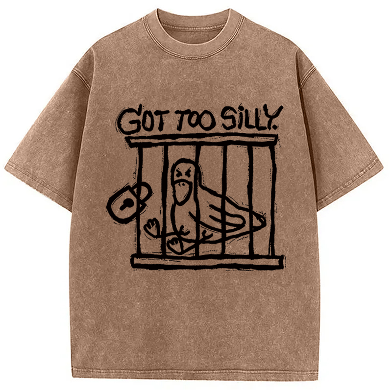Modecanvas Lock Up A Stupid Goose Washed T-Shirt-modecanvas