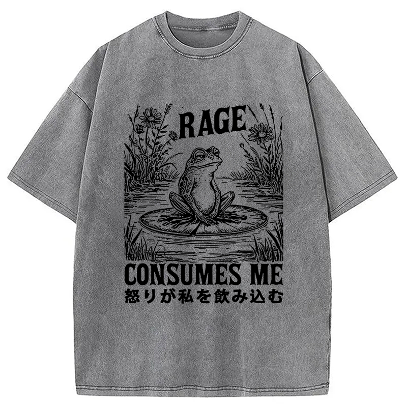 Modecanvas Angry Frog Washed T-Shirt-modecanvas