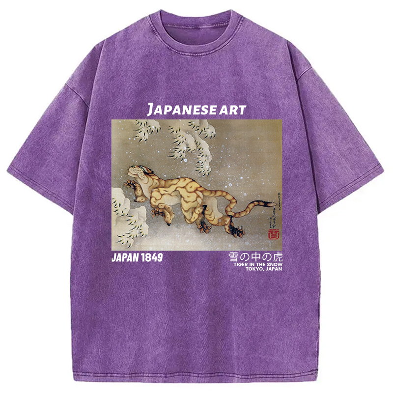 Modecanvas Tiger in the Snow Washed T-Shirt