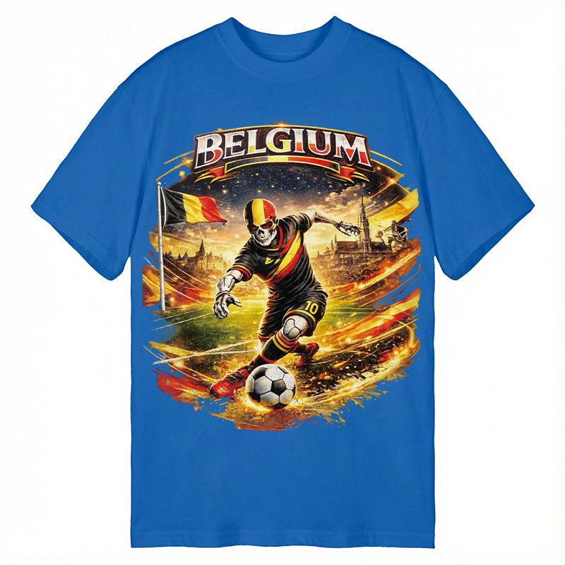 Modecanvas Belgium Soccer Skull DTG Printing Classic T-Shirt-modecanvas