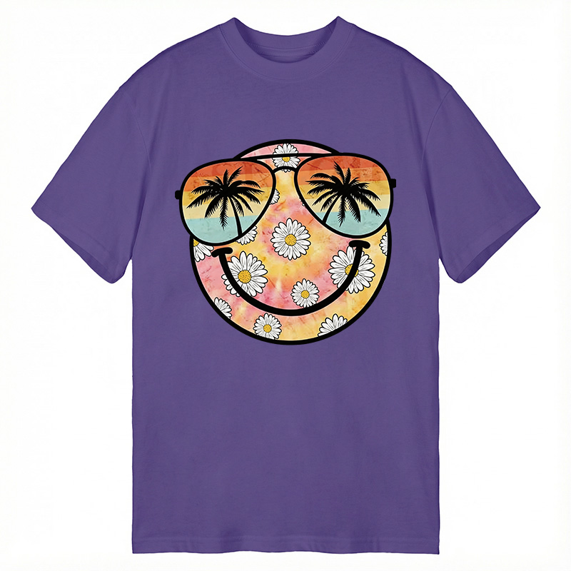 Modecanvas Summer Daisy Smile Face DTG Printing Classic T-Shirt-modecanvas