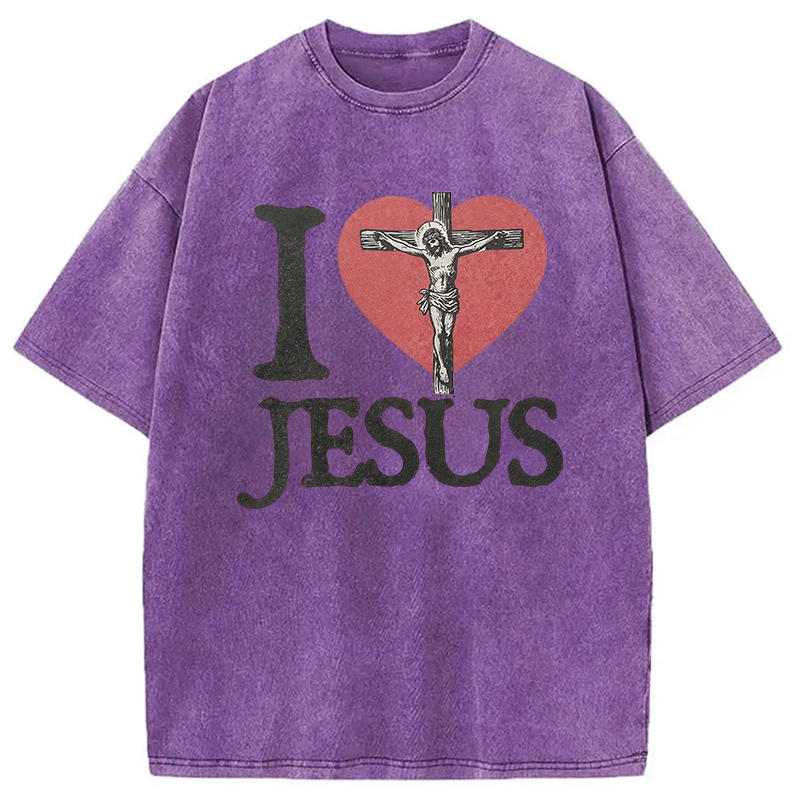 Modecanvas I Love Jesus Washed T-Shirt