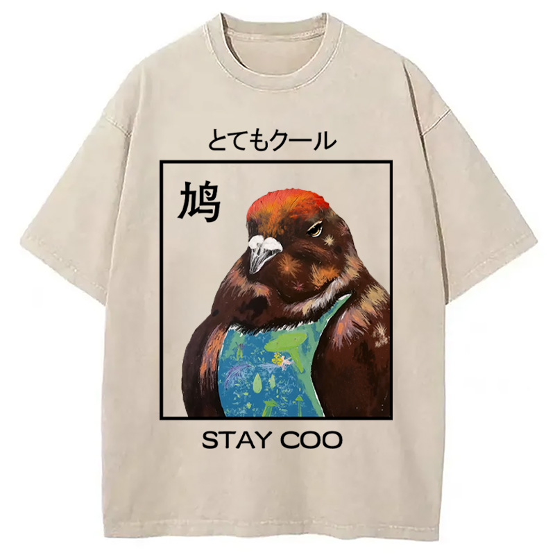 Modecanvas Stay Cool Pigeon Washed T-Shirt