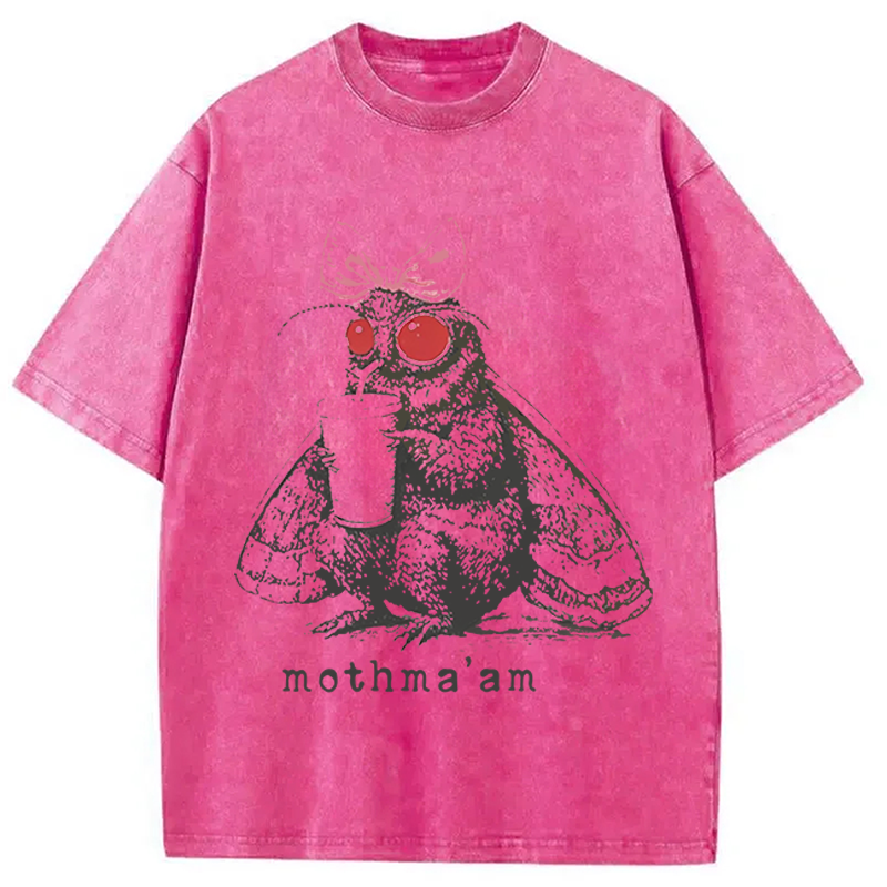 Modecanvas Mothma'am Funny Mothman DTG Printing Washed T-Shirt
