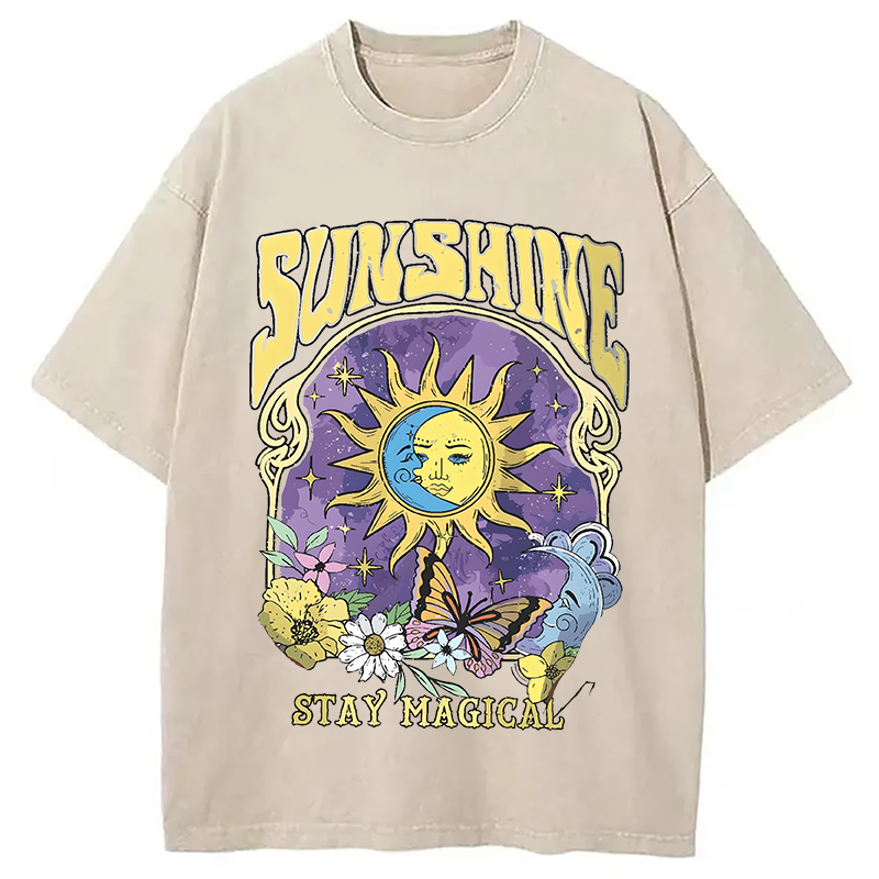 Modecanvas Sunshine Stay Magical Washed T-Shirt