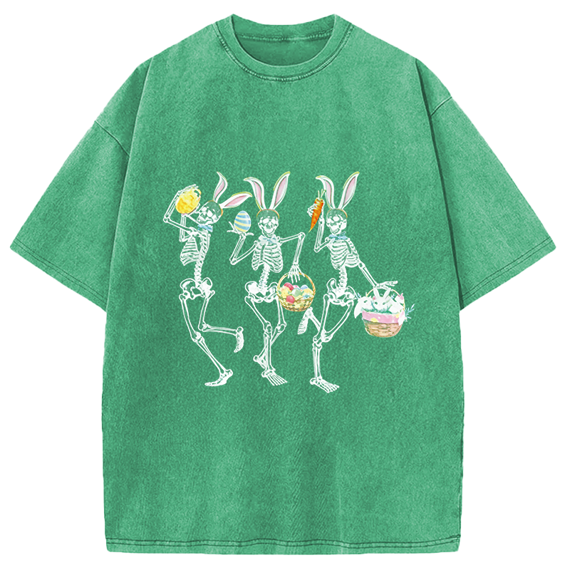 Modecanvas Easter Dancing Skeleton DTG Printing Washed T-Shirt