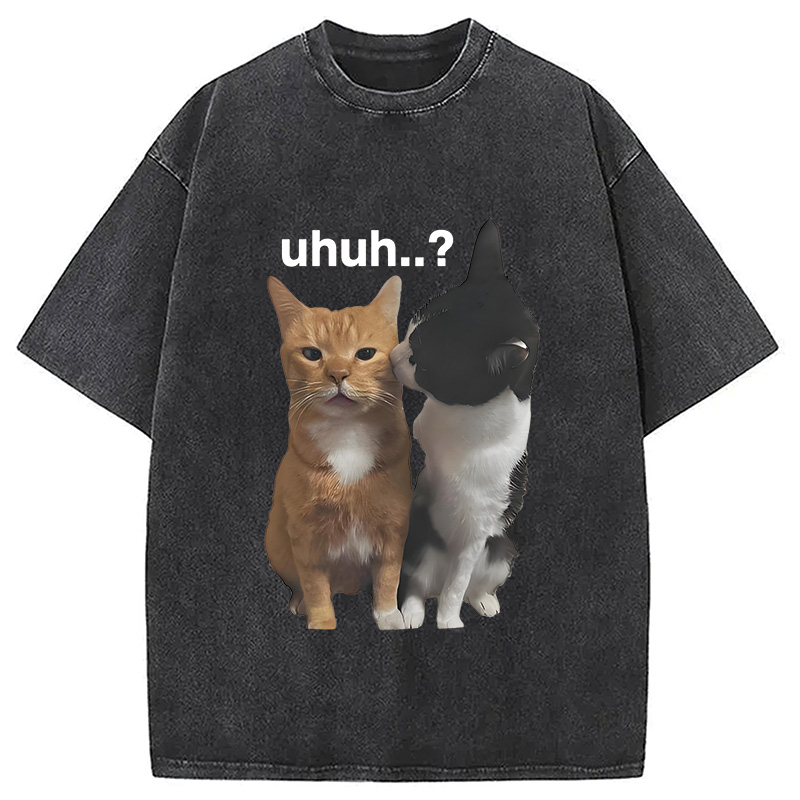 Modecanvas Uhuh..? Cats Washed T-Shirt