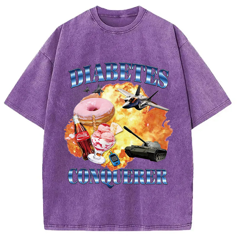 Modecanvas Diabetes Conqueror DTG Printing Washed T-Shirt