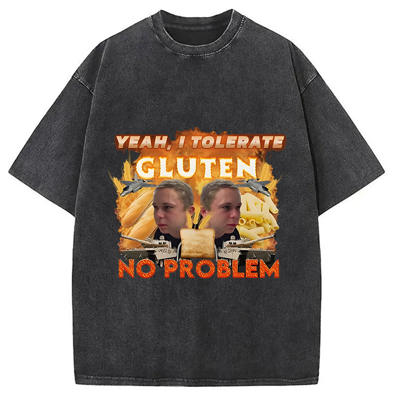 Modecanvas I Tolerate Gluten Meme Washed T-Shirt