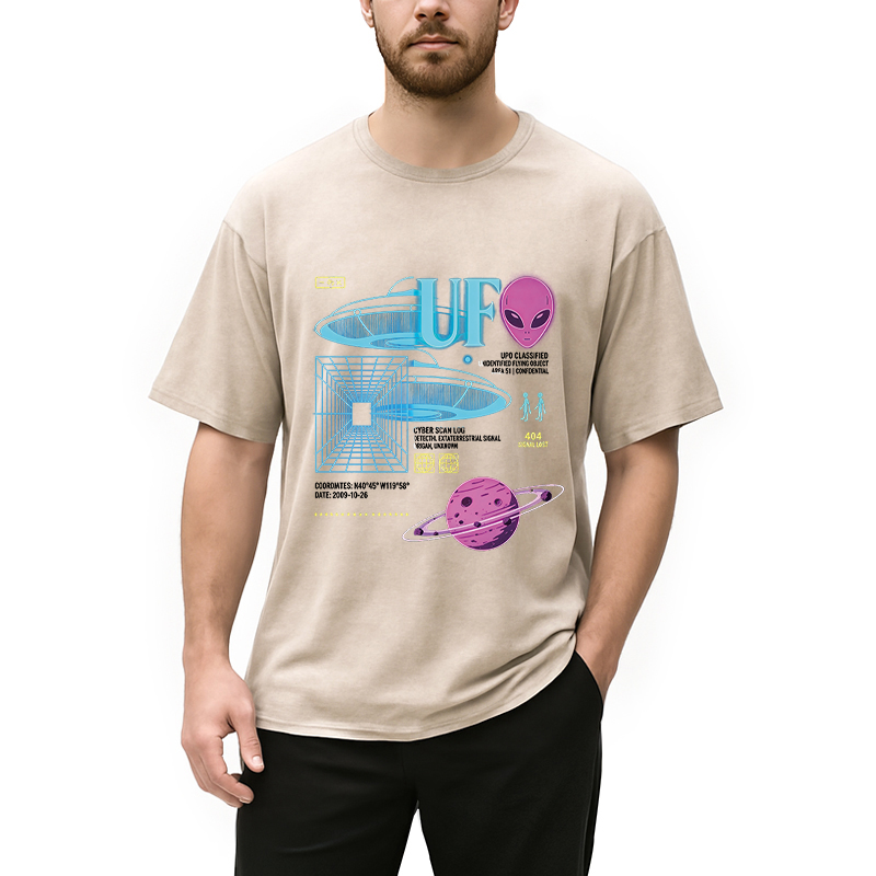 Modecanvas Cosmic Signal Alien Archive DTG Printing Washed T-Shirt