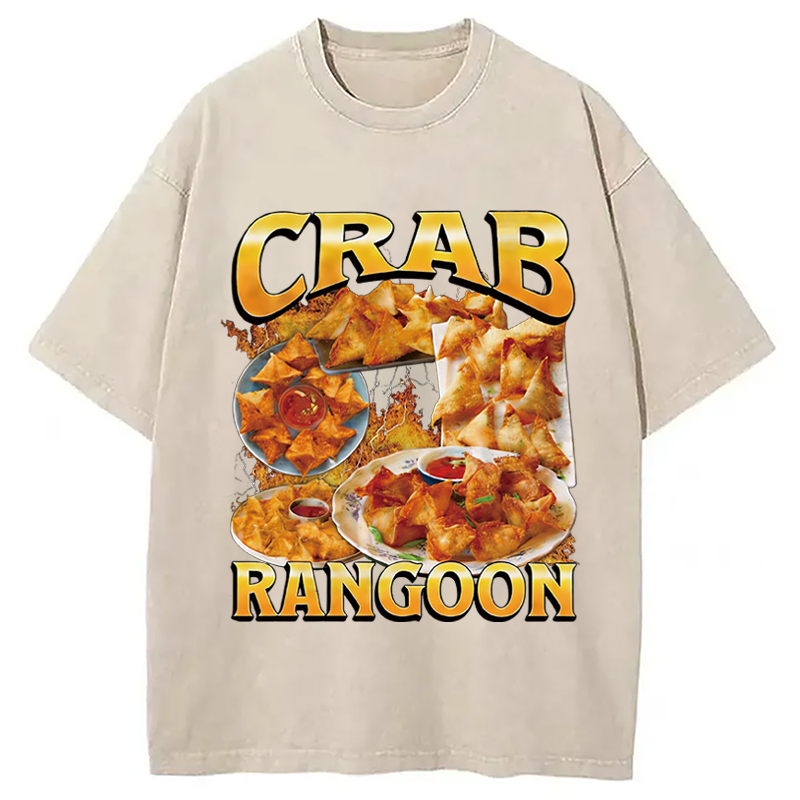 Modecanvas Crab Rangoon Funny Meme Washed T-Shirt