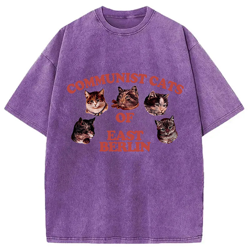 Modecanvas Communist Cats Of East Berlin DTG Printing Washed T-Shirt