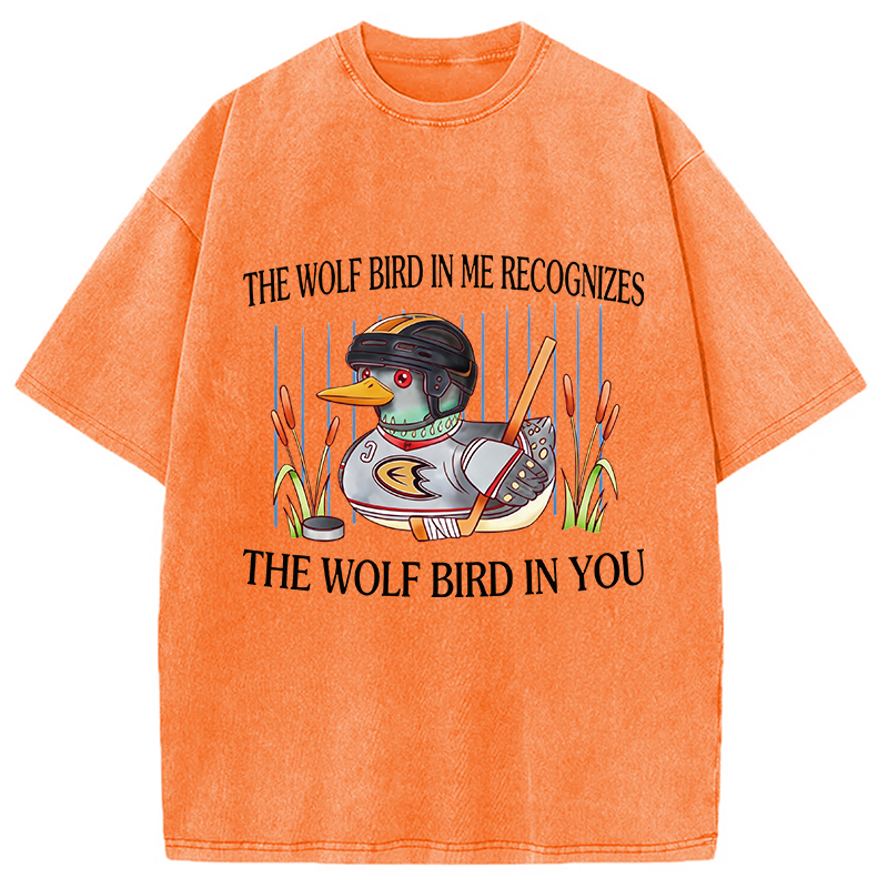 Modecanvas Wolf Bird DTG Printing Washed T-Shirt