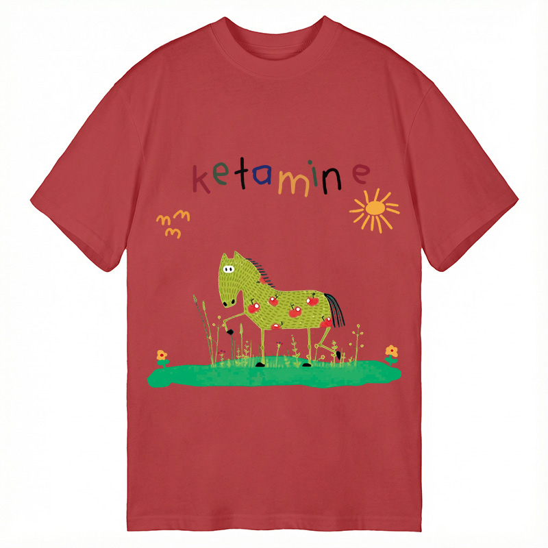Modecanvas Funny Ketamine Horse DTG Printing Classic T-Shirt-modecanvas