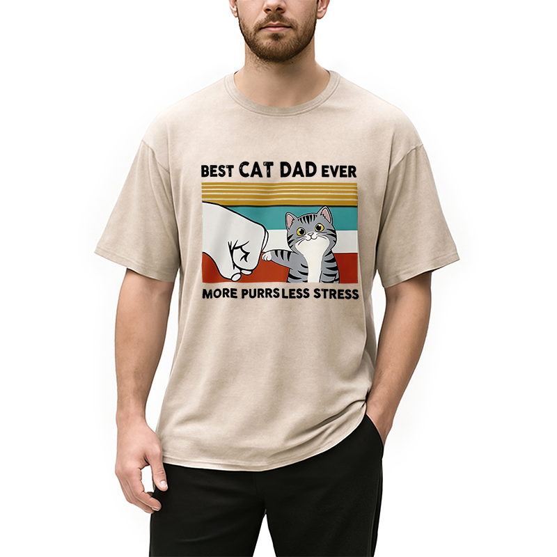 Modecanvas Funny Cat Dad Washed T-Shirt