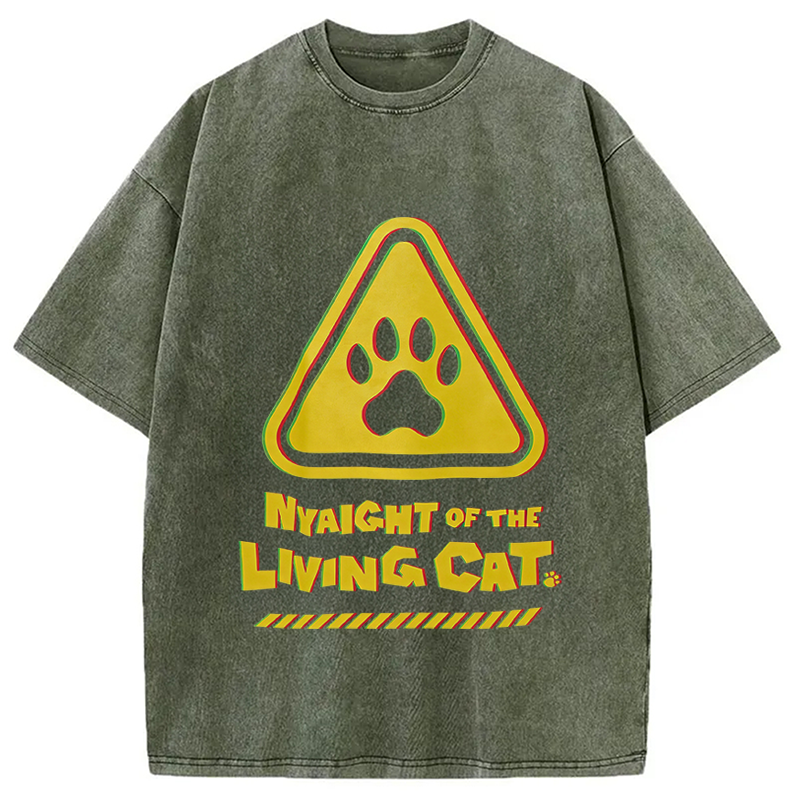 Modecanvas Cat Warning DTG Printing Washed T-Shirt
