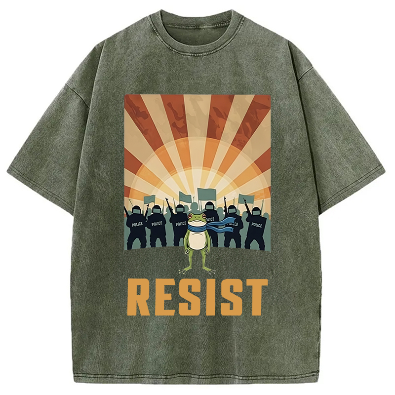 Modecanvas Portland Frog Protest Washed T-Shirt