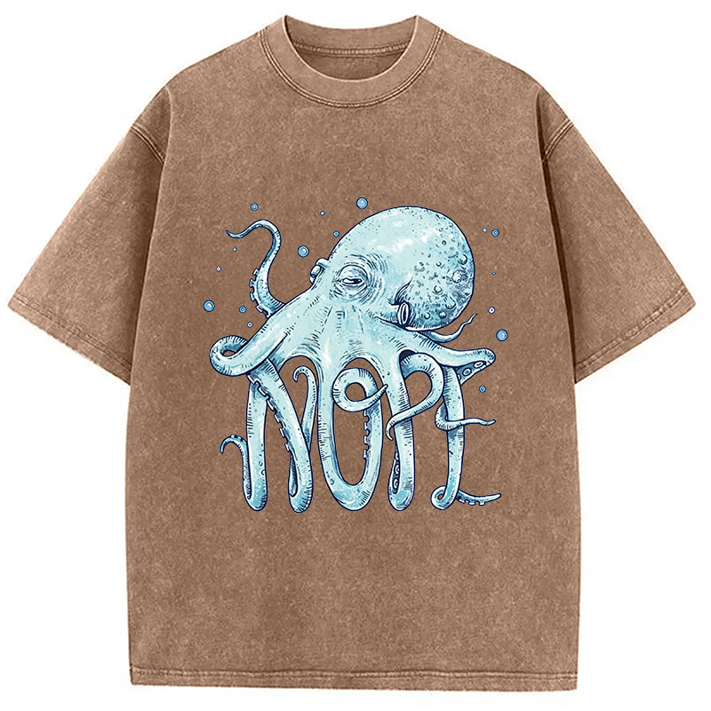Modecanvas Octopus Nope DTG Printing Washed T-Shirt