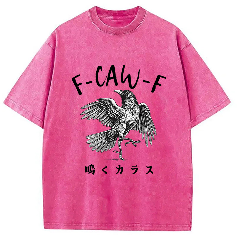 Modecanvas Funny Crow Washed T-Shirt-modecanvas