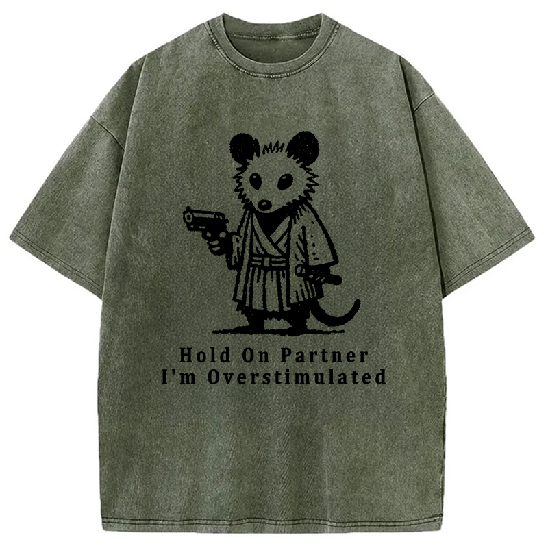 Modecanvas Funny Possum Samurai Washed T-Shirt