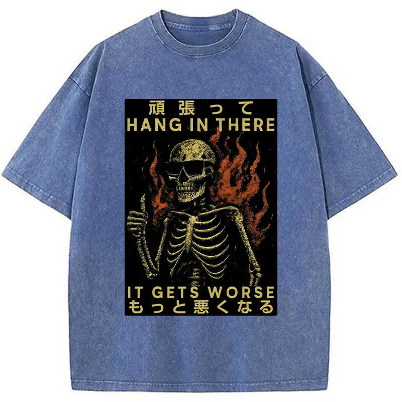 Modecanvas Skeletons Who Encourage Others DTG Printing Washed T-Shirt-modecanvas