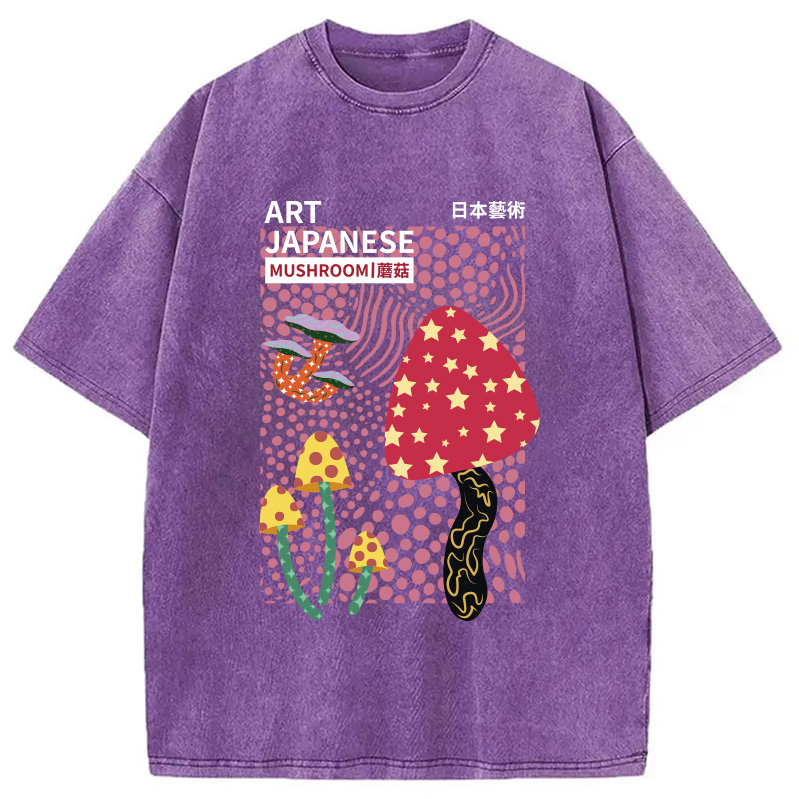 Modecanvas Japanese Art Mushroom Vintage Washed T-Shirt