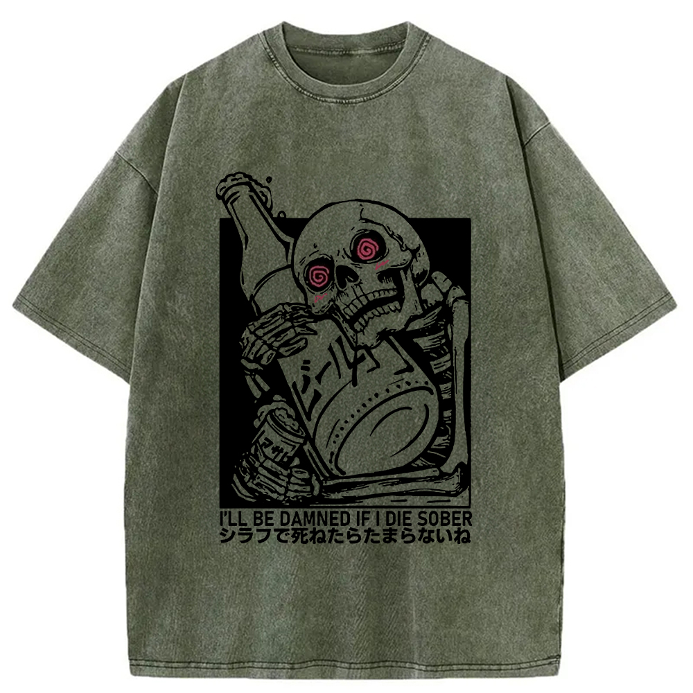 Modecanvas Wine Is Essential In Life Washed T-Shirt-modecanvas