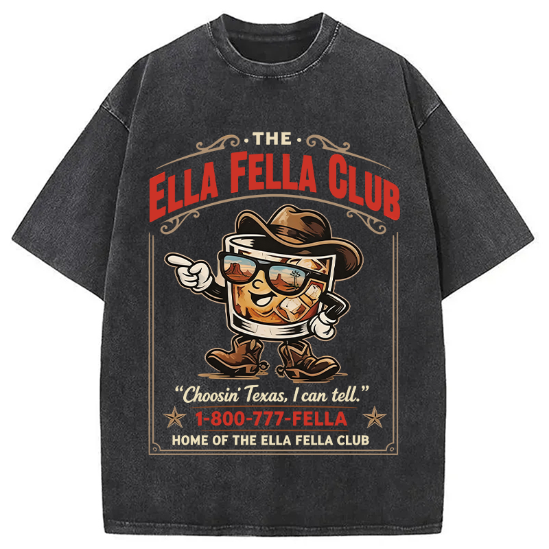 Modecanvas Ella Fella Club Cowboy Whiskey DTG Printing Washed T-Shirt