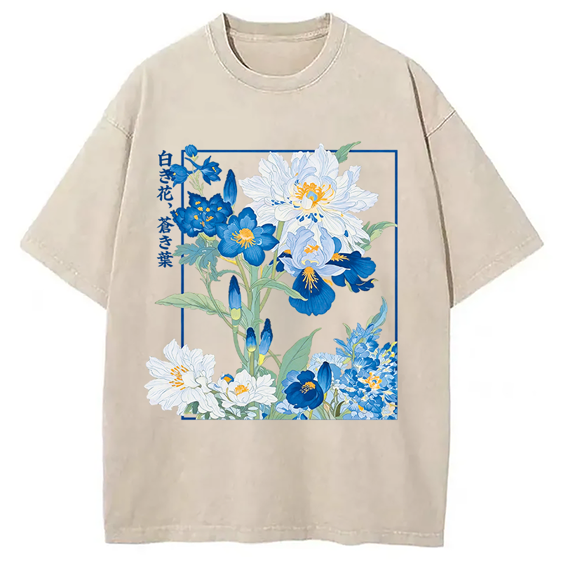 Modecanvas Blossoms Of The Firmament DTG Printing Washed T-Shirt