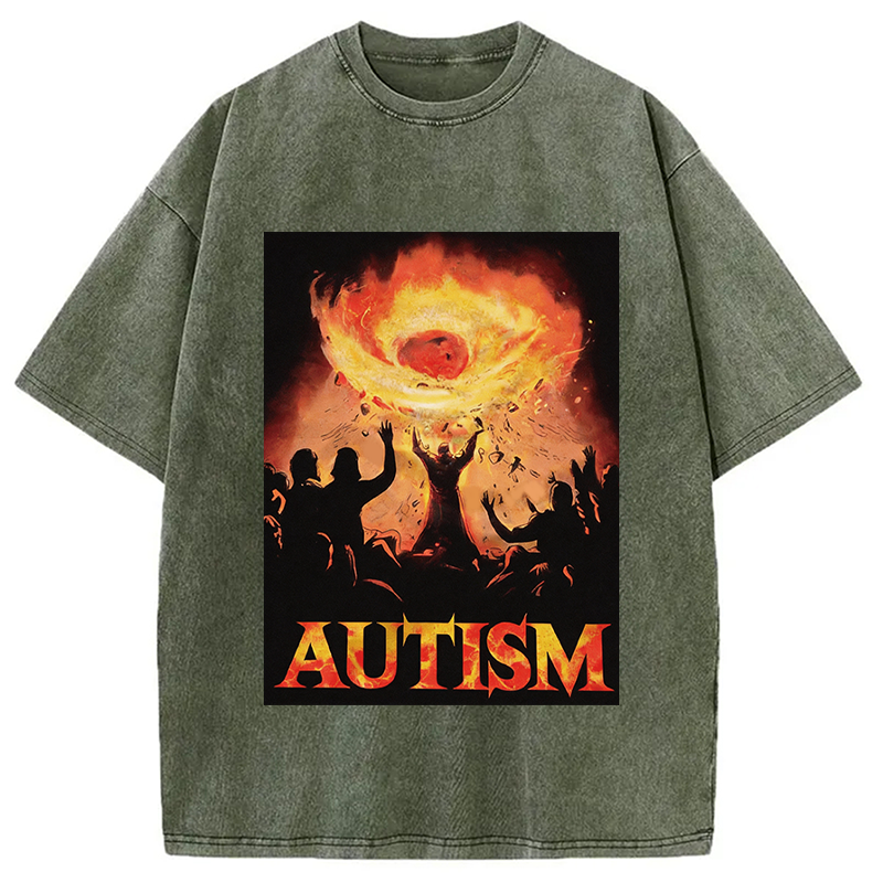 Modecanvas Autistic Funny Edgy Meme DTG Printing Washed T-Shirt
