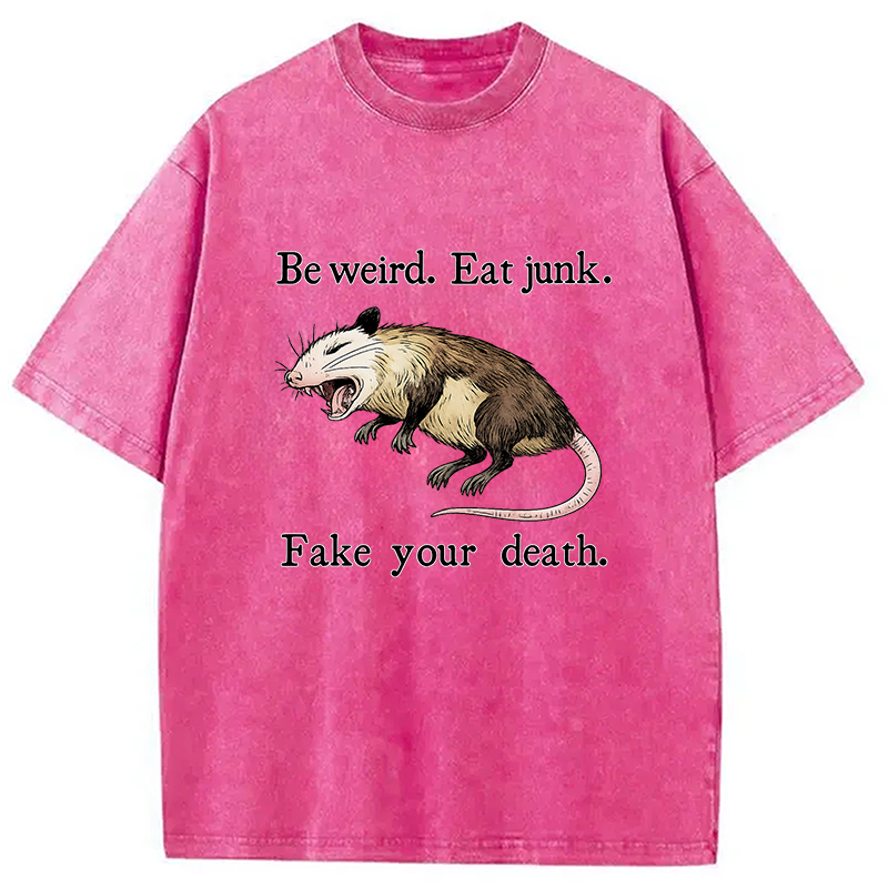 Modecanvas Possum Playing Dead Washed T-Shirt