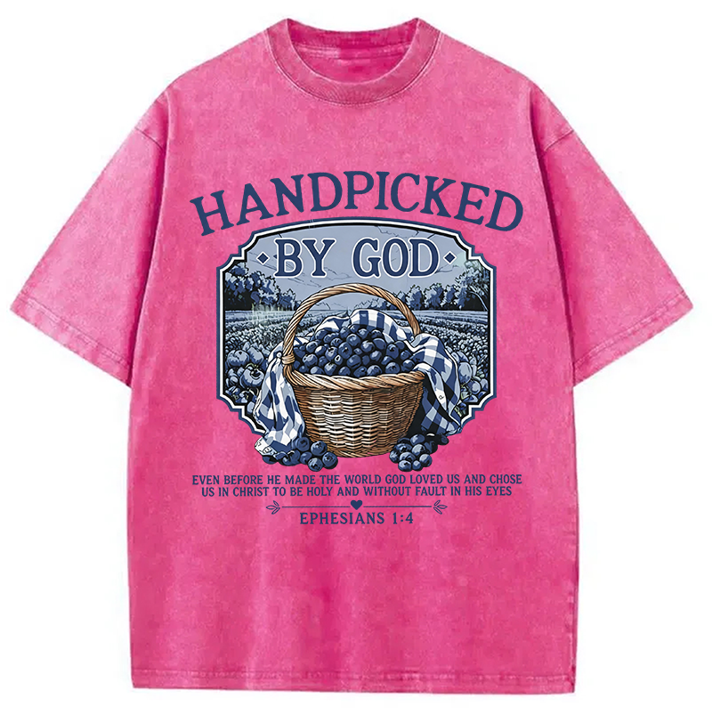 Modecanvas Hand Picked By God DTG Printing Washed T-Shirt
