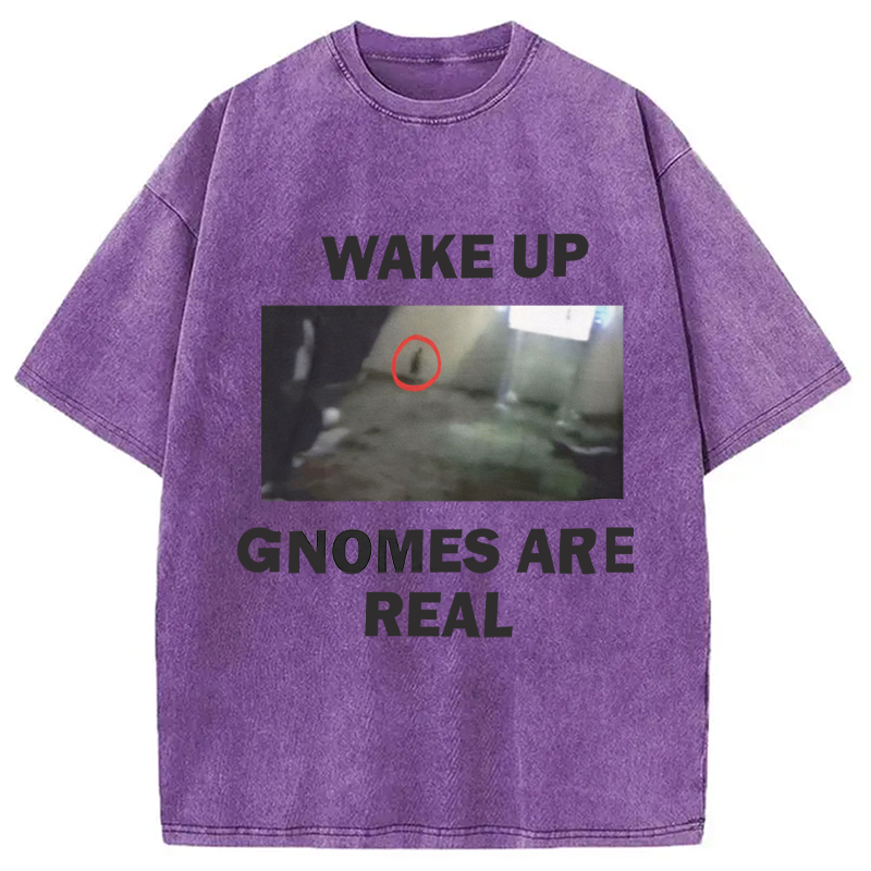 Modecanvas Wake Up Gnomes Are Real DTG Printing Washed T-Shirt