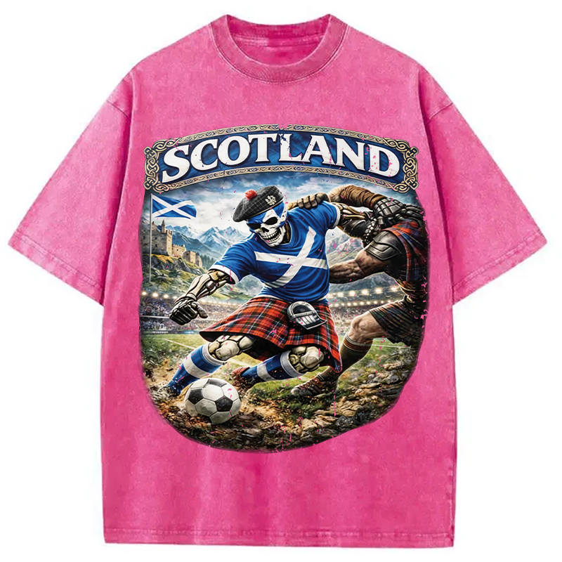 Modecanvas Scotland Soccer Skull DTG Printing Washed T-Shirt