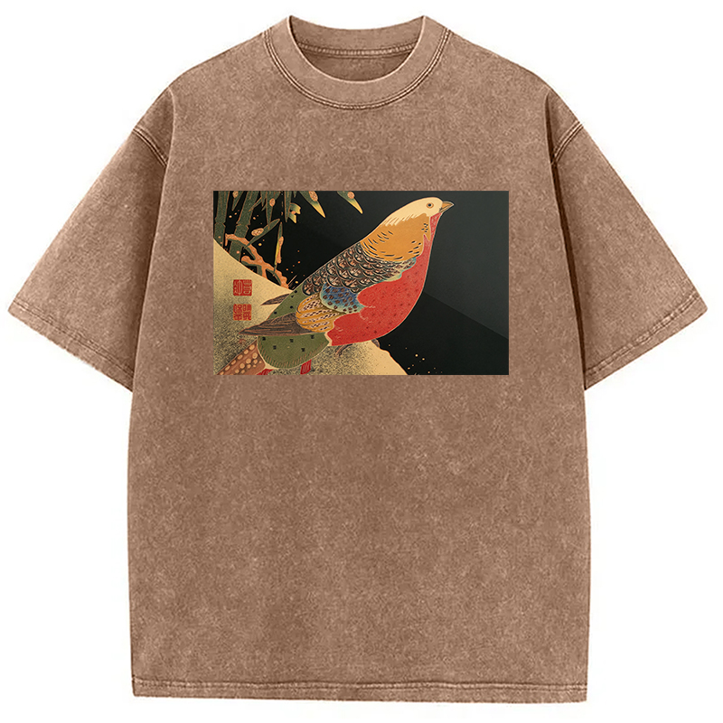 Modecanvas Golden Pheasant in the Snow Washed T-Shirt
