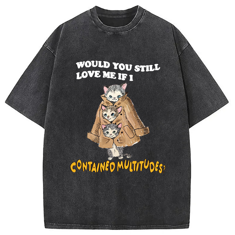 Modecanvas Would You Still Love Me If I Contained Multitudes DTG Printing Washed T-Shirt