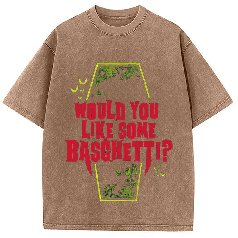 Modecanvas Would You Like Some Basghetti DTG Printing Washed T-Shirt