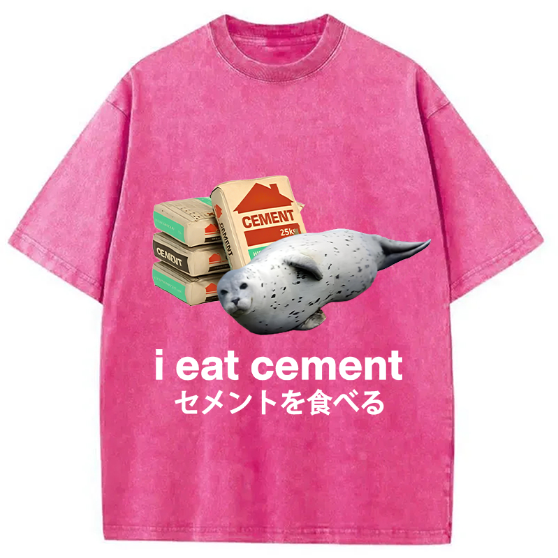 Modecanvas Seal Eat Cement Meme Washed T-Shirt