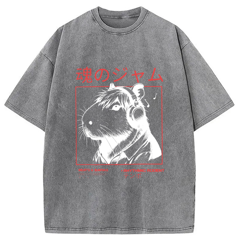 Modecanvas Japanese Capybara Soul Jam Washed T-Shirt