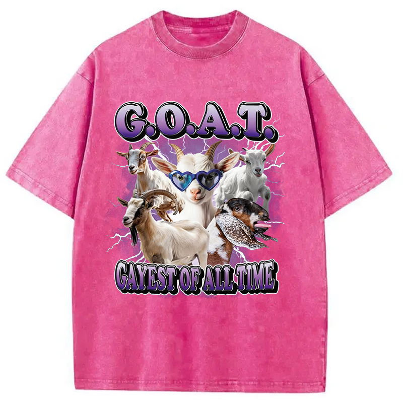 Modecanvas GOAT Gayest Of All Time DTG Printing Washed T-Shirt