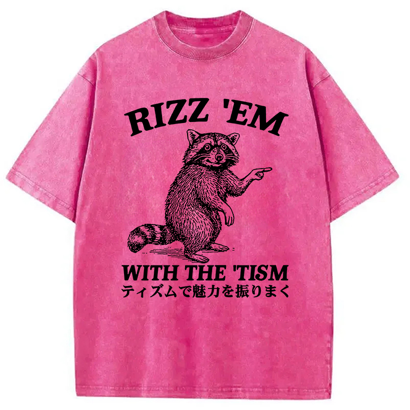Modecanvas Funny Raccoon Charm Washed T-Shirt